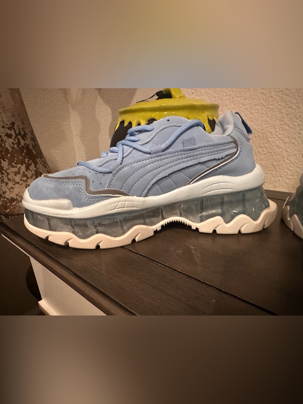 Amazon Women's Light Blue Chunky Air-Visible Sole gel Sneakers
